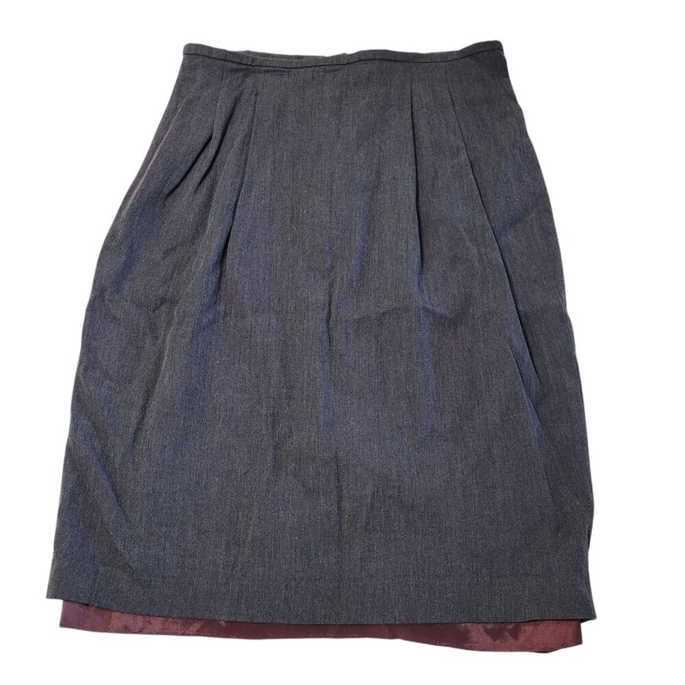 Vintage Gray Women's Pleated A Line Skirt Slip Liner Made in USA Wool Rayon Sz 8
